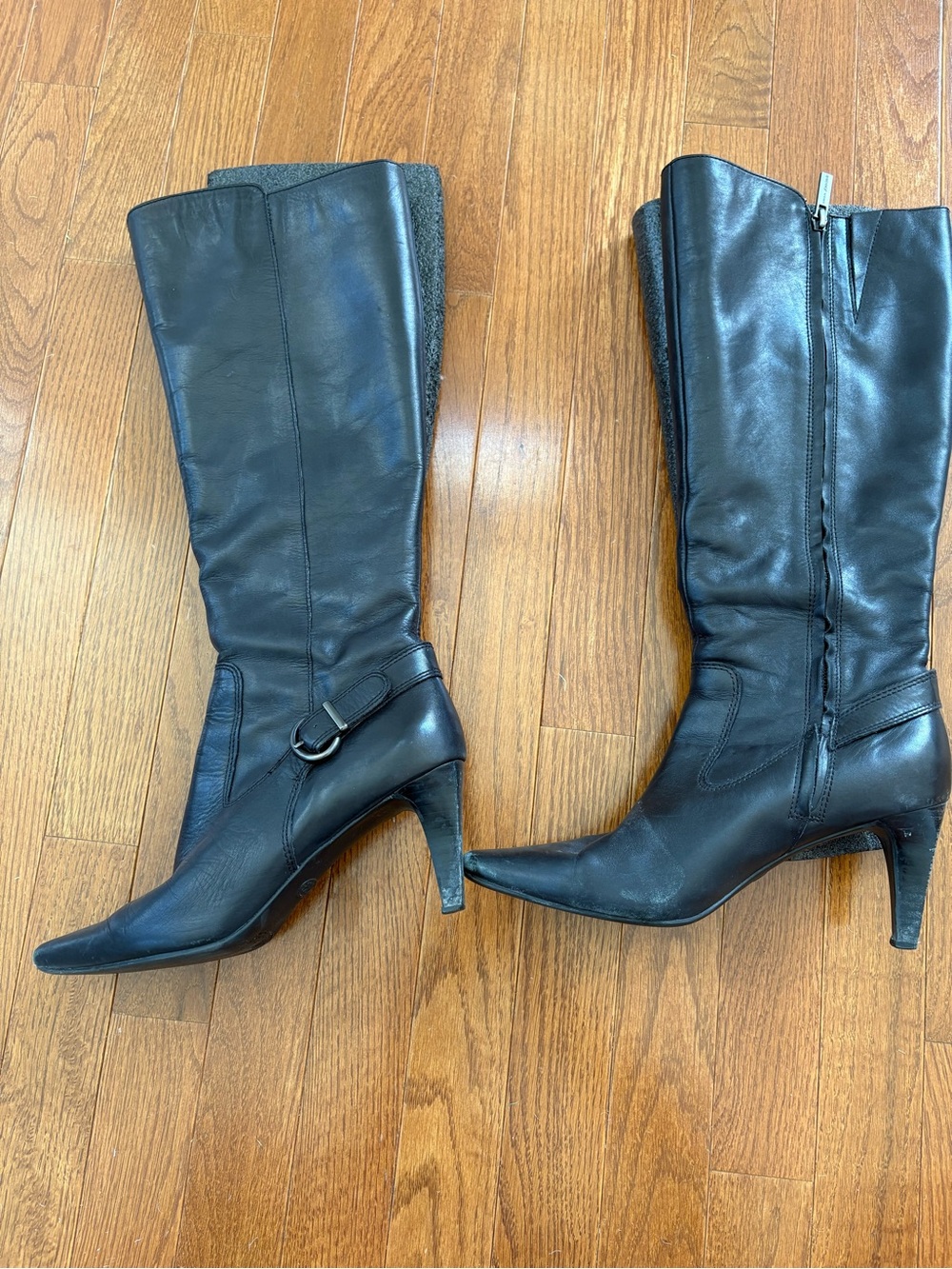 Classic Black Knee-High Leather Heeled Boots - Circa Joan & David